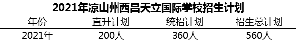 2024年涼山州西昌天立國際學(xué)校招生計劃是多少？