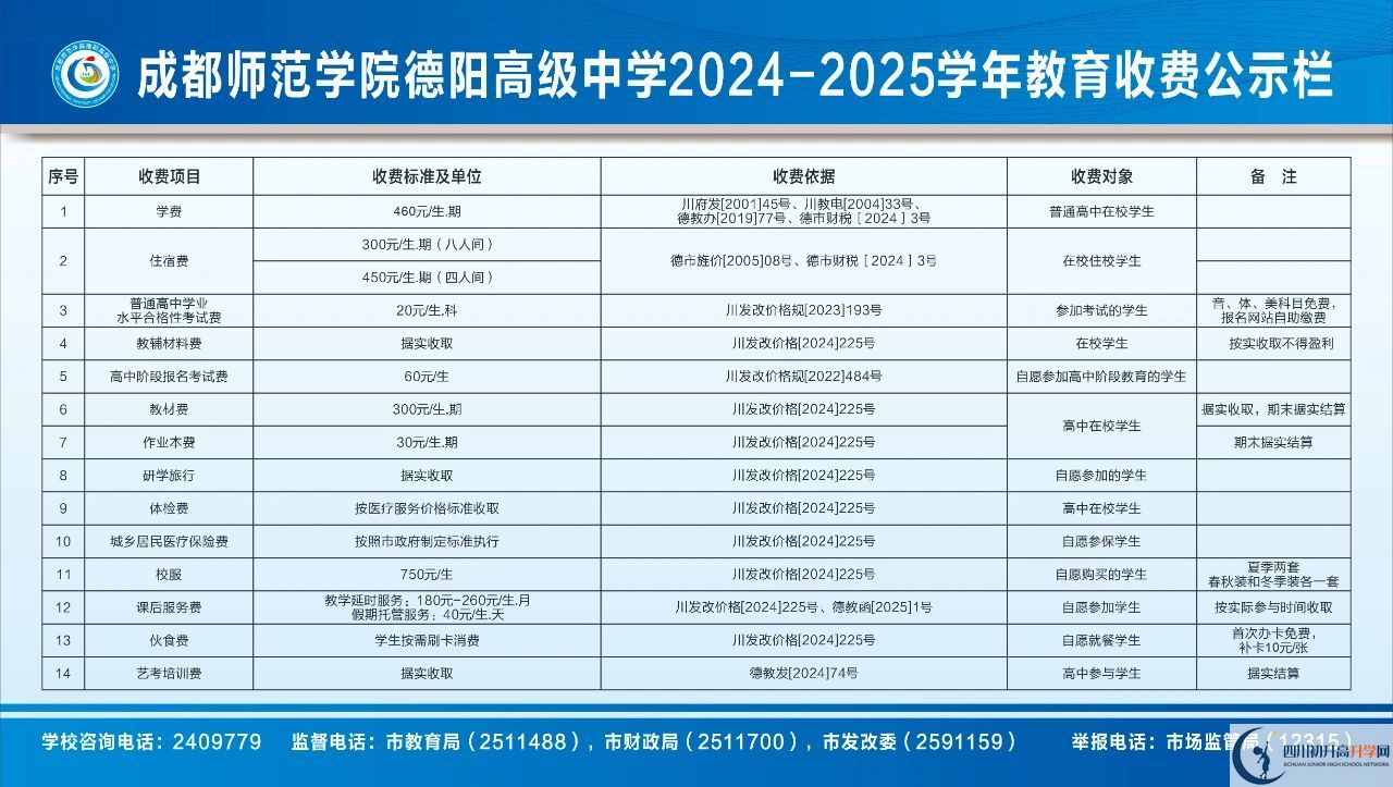 2026年德陽(yáng)市成都師范學(xué)院德陽(yáng)高級(jí)中學(xué)學(xué)費(fèi)多少錢？