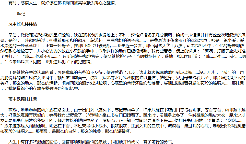 2020年中考滿分作文說明文參考范文：那時，我淚流滿面