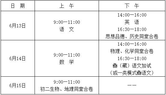 2020年涼山州中考時(shí)間是多久，會(huì)改變嗎？