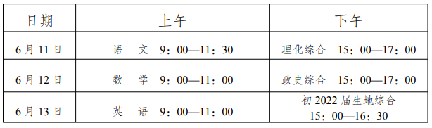 2022年內(nèi)江中考時間安排是怎么樣的？